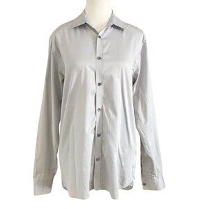 NWOT TED BAKER MEN'S PLANCUF SLIM-FIT MODERN SINGLE CUFF SHIRT IN LIGHT GREY - M